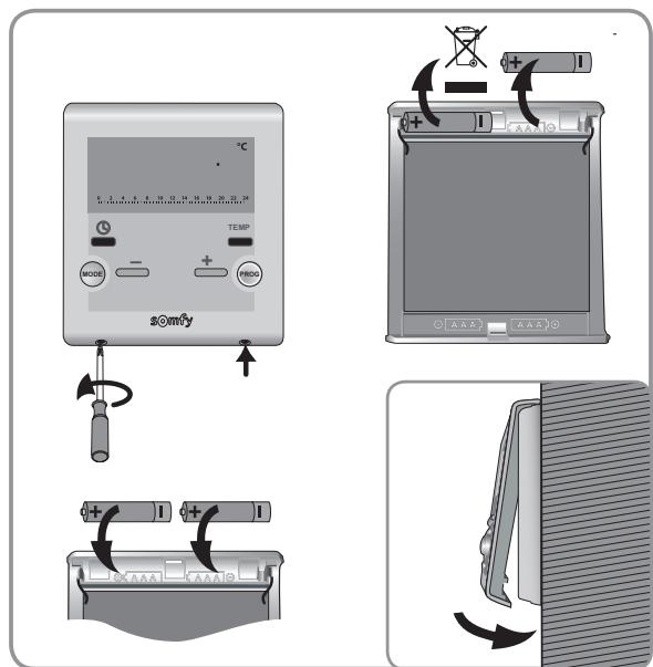 SOMFY THERMOSTAT ET RECEPTEUR 2401104 - Remplacement des piles - 3