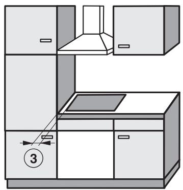 MIELE KM 3054 - Safety distances to the sides of and behind the appliance - 5