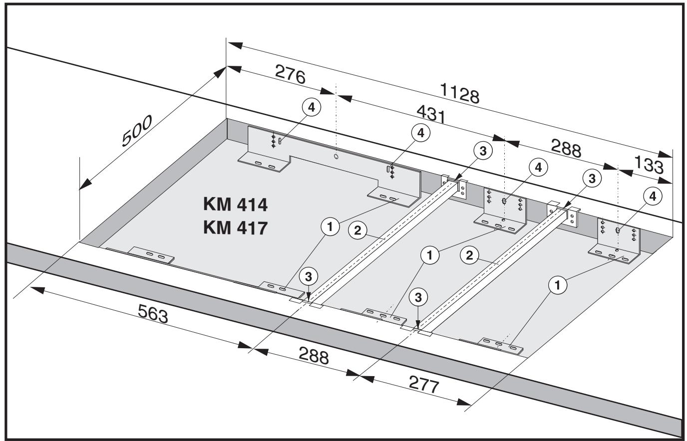 MIELE KM 405 - Fitting the spacer bars and support brackets - 1