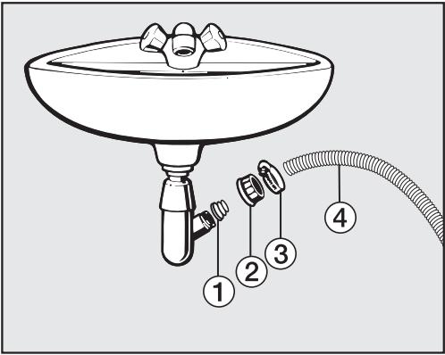 MIELE W 196 - Drain hose connection: - 1