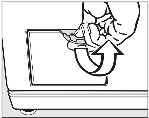 MIELE W 616 - Déverrouillage de couvercle manuel en cas de vidange obstruée et/ou de panne de courant - 1