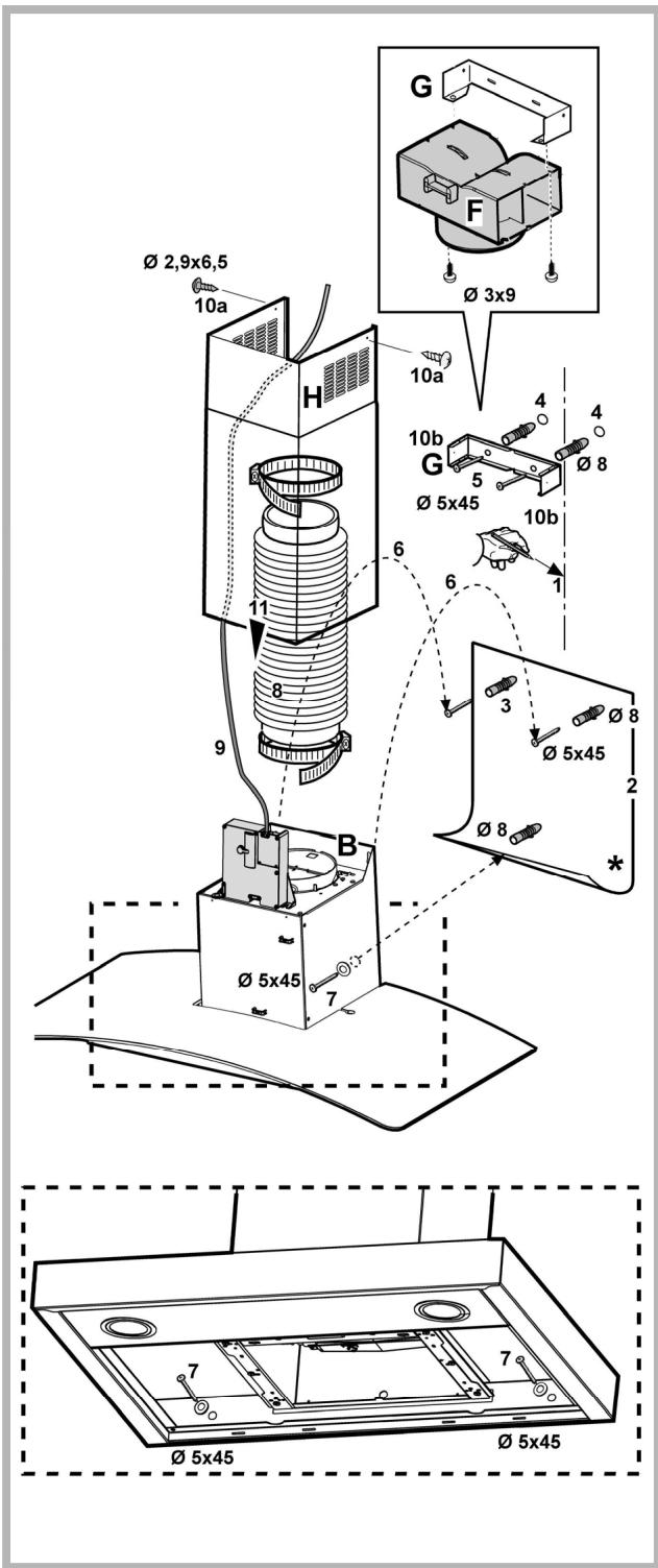 HOTPOINT HHE 90 F HA IX - Installation wall model - 6