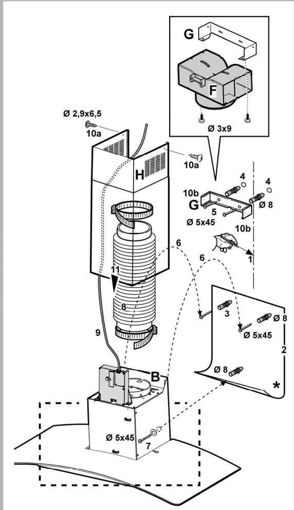 HOTPOINT HHE 90 F HA IX - Installation des Modells für die Wand - 6