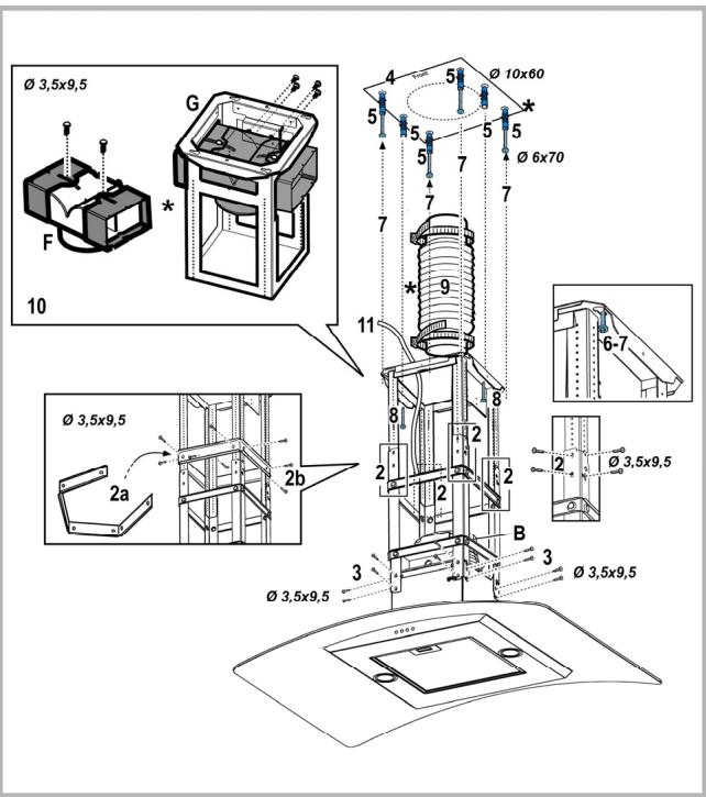 HOTPOINT HHE 90 F HA IX - Instalación modelo para el techo (Isla) - 1