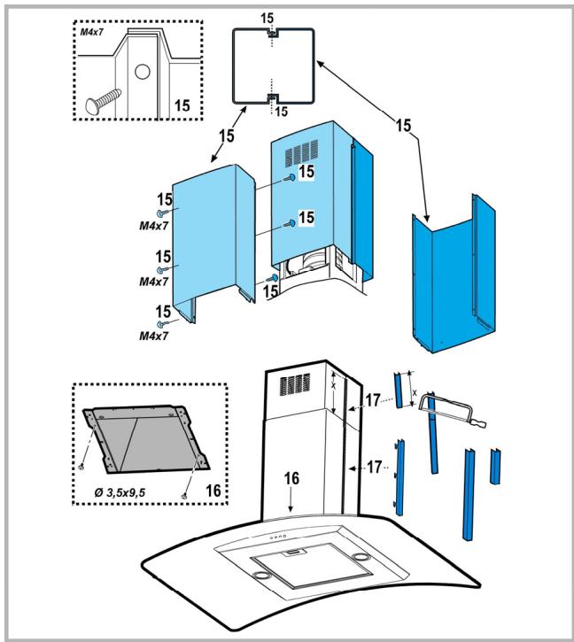 HOTPOINT HHE 90 F HA IX - Instalación modelo para el techo (Isla) - 3