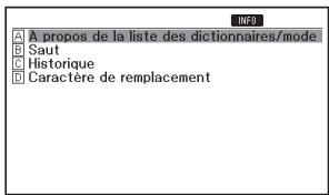 CASIO EW F350C - Pour voir les dictionnaires ou modes disposant de types particuliers de recherches et d'autres fonctions - 1