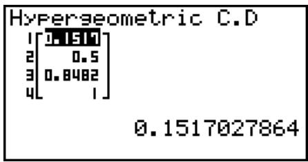 CASIO GRAPH 25 PRO - - Loi hypergéométrique cumulative - 2