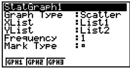 CASIO GRAPH 25 PRO - - Pour afficher l'écran de réglages généraux de graphe - 1