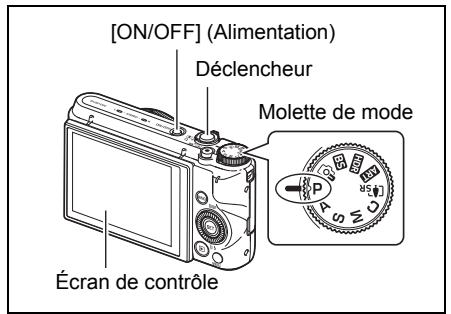 CASIO ZR1000,  ZR710 - Réglez la molette de mode sur [P] (Prog auto) ou [Cp] (Supérieur Auto PRO) pour sélectionner le mode d'enregistrement automatique. - 2