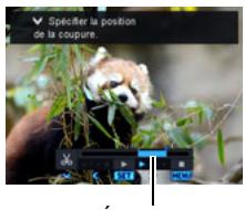 CASIO ZR1000,  ZR710 - Pour selectionner l'image (point) à partir de laquelle ou jusqu'à vous pouze couper la séquence (le point de coupure), précédez de la façon suivante. - 1