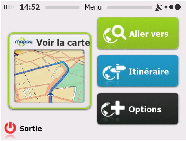 MAPPY MINI 290 - Écran de démarrage : le menu de navigation - 1