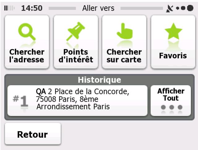 MAPPY MINI 290 - Sélection de la destination à partir de l'historique - 1