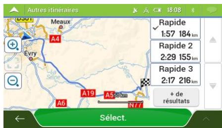 MAPPY ULTI S559 EUROPE - Sélectionner un autre itinéraire lors de la planification de l'itinéraire - 2