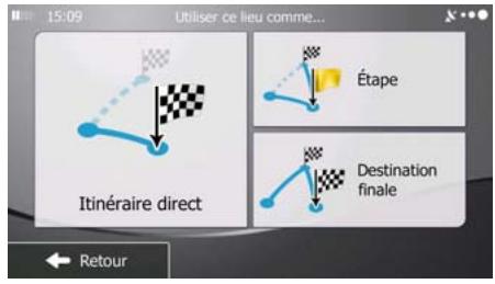 MAPPY ULTI X570 - Sélectionner une nouvelle destination lorsque vous avez déjà un itinéraire : Nouvel itinéraire, étape ou destination finale - 1