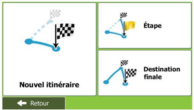 MAPPY X685 CAMPING CAR - Sélectionner une nouvelle destination lorsque vous avez déjà un itinéraire : Nouvel itinéraire, étape ou destination finale - 1