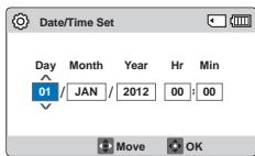 SAMSUNG HMX F90 & HMX-F90 - RÉGLAGE INITIAL DU FUSEAU HORAIRE ET DES VALEURS DE DATE / HEURE POUR LA PREMIÈRE FOIS - 2
