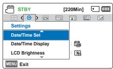 SAMSUNG HMX F90 & HMX-F90 - Date/Time Set (Régl date/heure) - 2