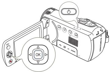 SAMSUNG HMX F90 & HMX-F90 - RÉGLAGE INITIAL DU FUSEAU HORAIRE ET DES VALEURS DE DATE / HEURE POUR LA PREMIÈRE FOIS - 1