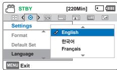SAMSUNG HMX F90 & HMX-F90 - SÉLECTION DE LA LANGUE - 2