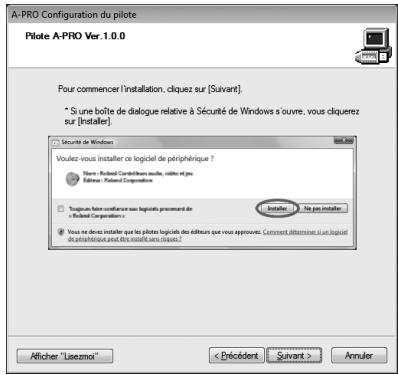 ROLAND A-300PRO - Cliquer une nouvelle fois sur [Suivant] pour lancer l'installation. L'installation démarre. - 1