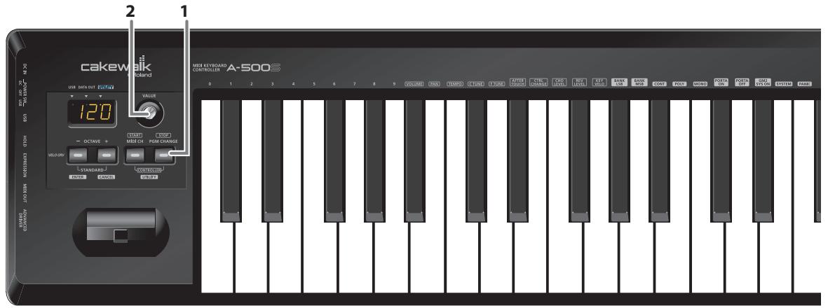ROLAND A-500S - Émission d'un message de changement de programme - 1