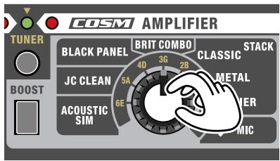 ROLAND M-CUBE-RX - Use o botão AMP TYPE para selecionar a corda que deseja afinar. - 1