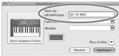 ROLAND SD-50 - Spécifiez le nom du périphérique pour chaque [Nouveau périphérique]. - 1