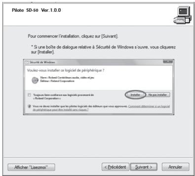 ROLAND SD-50 - Cliquer une nouvelle fois sur [Suisant] pour lancer l'installation. - 1