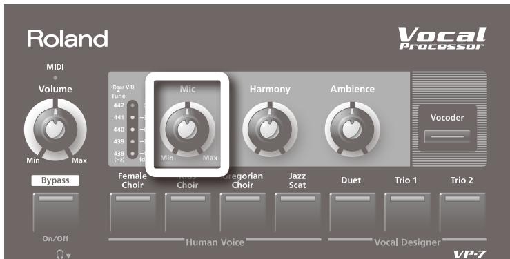 ROLAND VP-7 - Réglez le niveau d'entrée avec la commande [Mic]. - 1