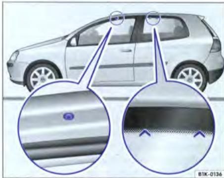 VOLKSWAGEN GOLF 5 - Reprises pour fixation des supports de base pour garerie portebagages - 1