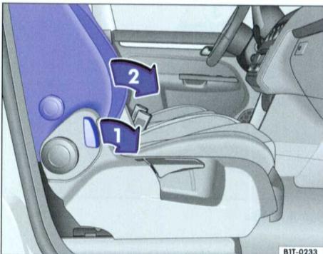 VOLKSWAGEN GOLF 5 2005 - Escamotage du dossier de siège du passager avant (pour chargement d'objets longs) - 1