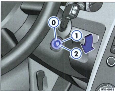 VOLKSWAGEN GOLF 5 2005 - Positions de la clé de contact - 1