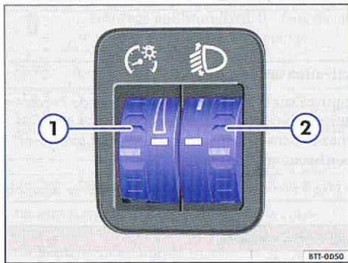 VOLKSWAGEN POLO 6 PARTIE1 - Réglage du site des projecteurs, rhéostat d'éclairage des cadrans et des commandes - 1