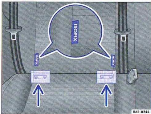 VOLKSWAGEN POLO 6 PARTIE1 - Fixation d'un siège pour enfants à l'aide des points d'ancrage inférieurs (ISOFIX, LATCH) - 2