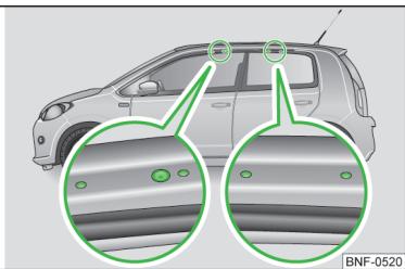 VOLKSWAGEN UP - Points de fixation des barres de toit - 2