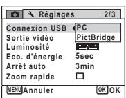 PENTAX OPTIO M60 - Réglage du mode de connexion USB sur [PC] - 1