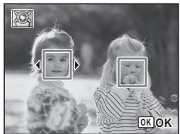 PENTAX OPTIO P80 - Utilisez le bouton de navigation (  ) pour selectionner un visage à traiter. - 1