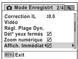 PENTAX OPTIO P80 - Réglage du mode Affich. Immediat - 1