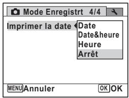 PENTAX OPTIO P80 - Utilisez le bouton de navigation ( ) pour selectionner les détails d'impression de la date. - 1