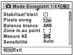 PENTAX OPTIO P80 - - [Mode Enregistr] Menu 1 - 1