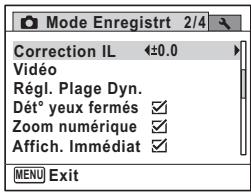 PENTAX OPTIO P80 - - [Mode Enregistr] Menu 2 - 1