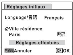 PENTAX OPTIO P80 - Appuyez sur le bouton de navigation () pour selectionner [Réglages effectués]. - 1