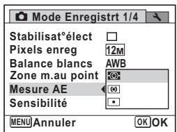 PENTAX OPTIO P80 - Selectionnez le réglage de la mesure de l'exposition à l'aide du bouton de navigation (▲▼). - 1
