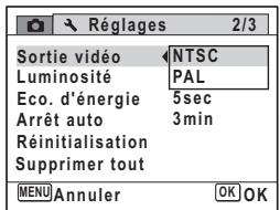 PENTAX OPTIO P80 - Utilisez le bouton de navigation ( ) pour selectionner un système de sortie video. - 1
