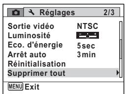 PENTAX OPTIO P80 - Utilisez le bouton de navigation ( ) pour selectionner [Supprimer tout]. - 1