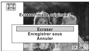 PENTAX WG-1 - Utilisez le bouton de navigation ( ) pour selectionner [Ecraser] ou [Enregistrer sous]. - 1