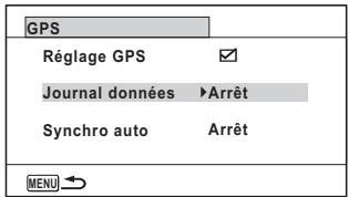 PENTAX WG-1 - Utilisez le bouton de navigation ( ) pour selectionner [Journal données]. - 1