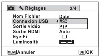 PENTAX WG-1 - Réglage du mode de connexion USB - 2