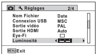 PENTAX WG-1 GPS - Utilisez le bouton de navigation (▶) pour régler la luminosité. - 2