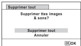 PENTAX WG-10 - Utilisez le bouton de navigation ( ) pour selectionner [Supprimer tout]. - 2